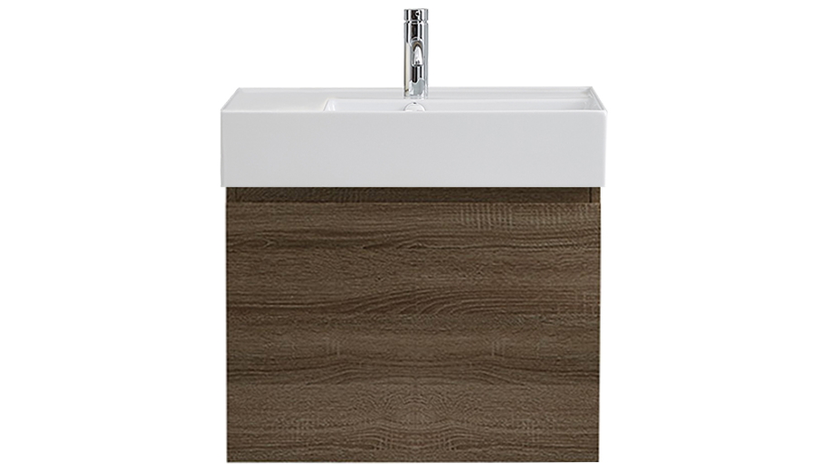Parisi Rocki Twenty 600 Wall Hung Vanity with Right Hand Bowl 1 Tap Hole - Moka