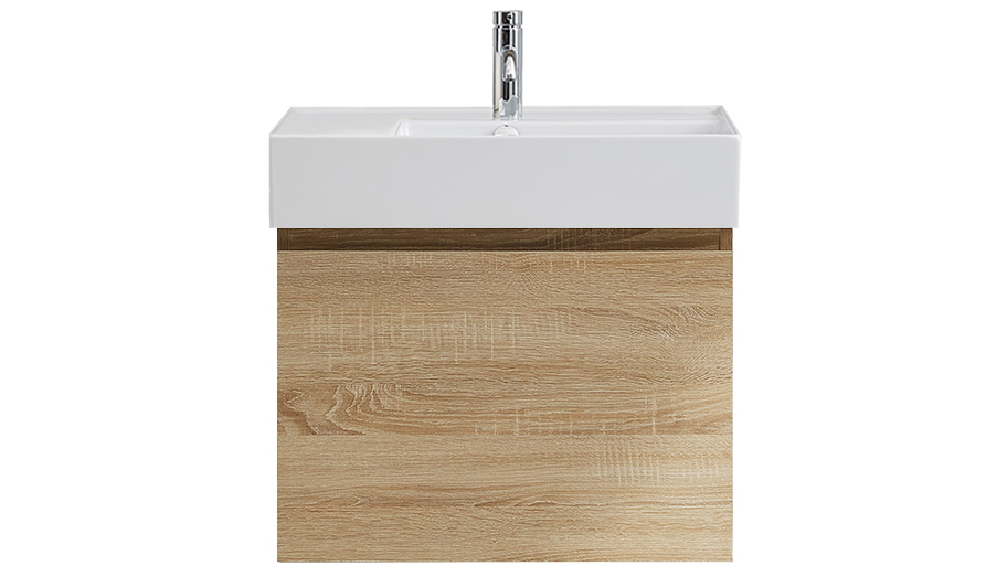 Parisi Rocki Twenty 600 Wall Hung Vanity with Right Hand Bowl 1 Tap Hole - Sahara