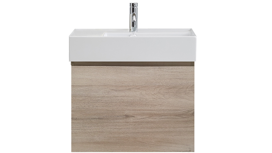 Parisi Rocki Twenty 600 Wall Hung Vanity with Right Hand Bowl 1 Tap Hole - Steel Oak