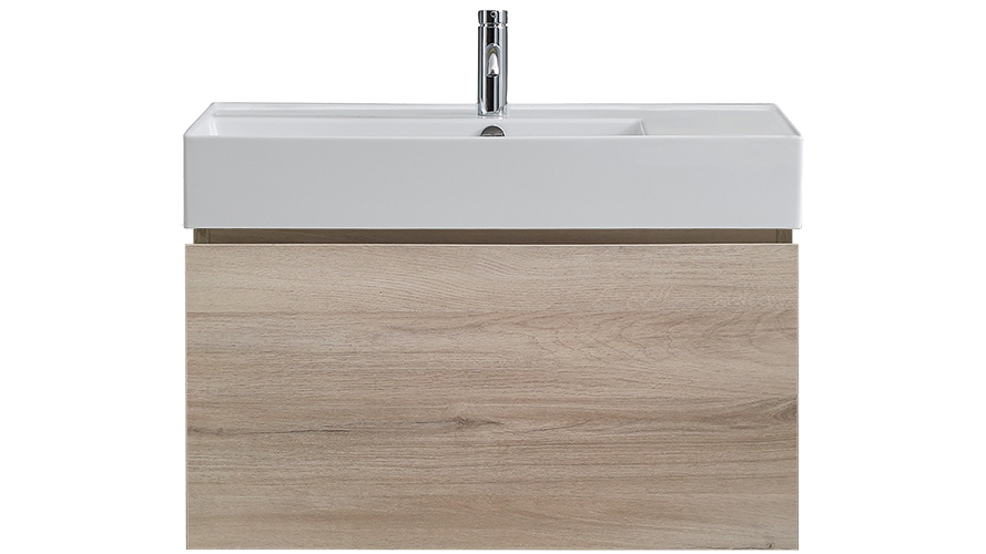 Parisi Rocki Twenty 800 Wall Hung Vanity with Left Hand Bowl 1 Tap Hole - Steel Oak