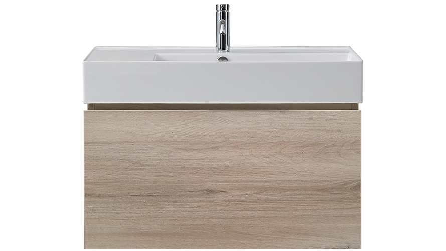 Parisi Rocki Twenty 800 Wall Hung Vanity with Right Hand Bowl 1 Tap Hole - Steel Oak
