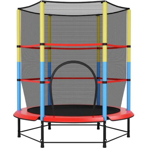 Costway Armrest Rebounder Trampoline with Enclosure Net - Black