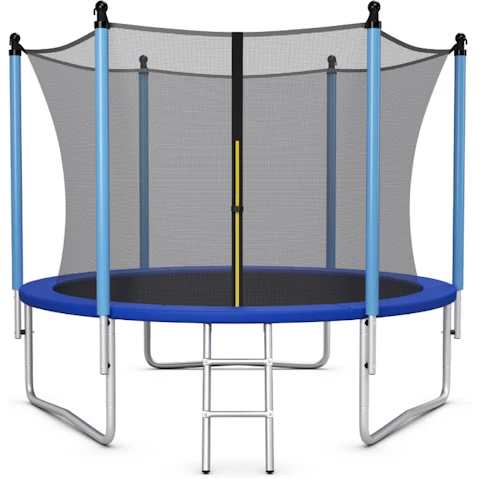 Costway Blue Indoor Outdoor Kids Trampoline with Ladder - 12ft
