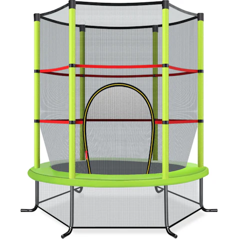 Costway 5.3ft Trampoline with Enclosure Net - Green