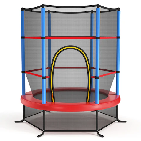 Costway 5.3ft Trampoline with Enclosure Net - Blue