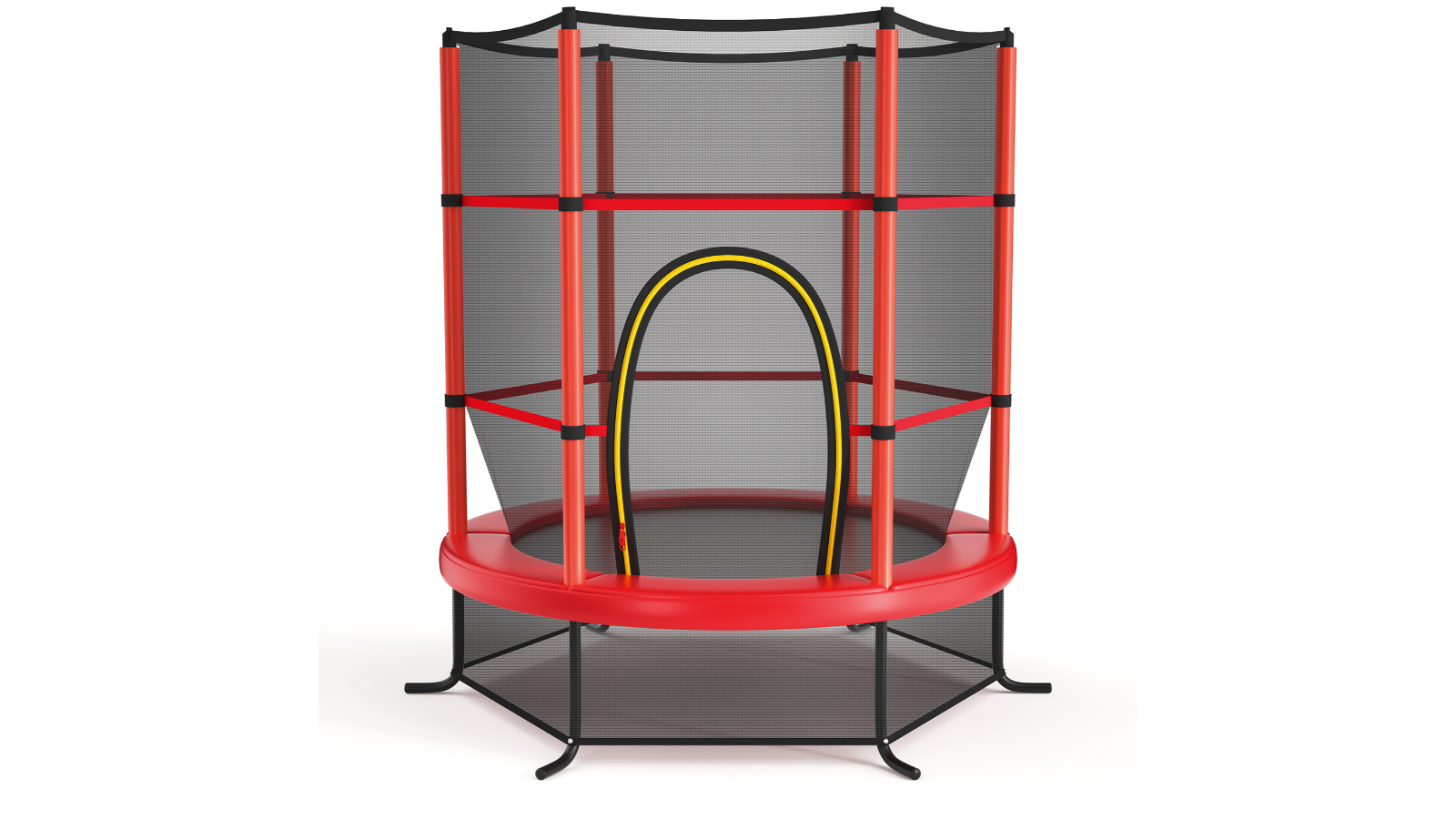 Costway 5.3ft Trampoline with Enclosure Net - Red