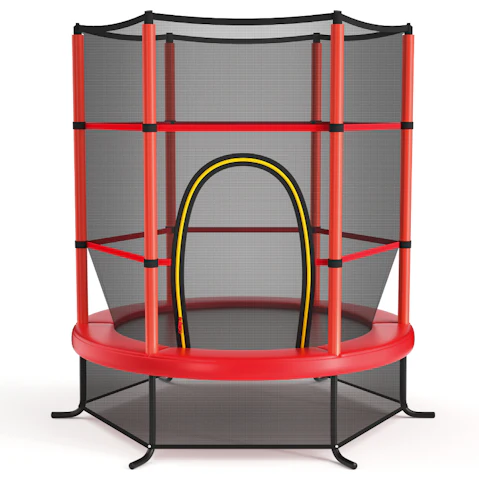 Costway 5.3ft Trampoline with Enclosure Net - Red