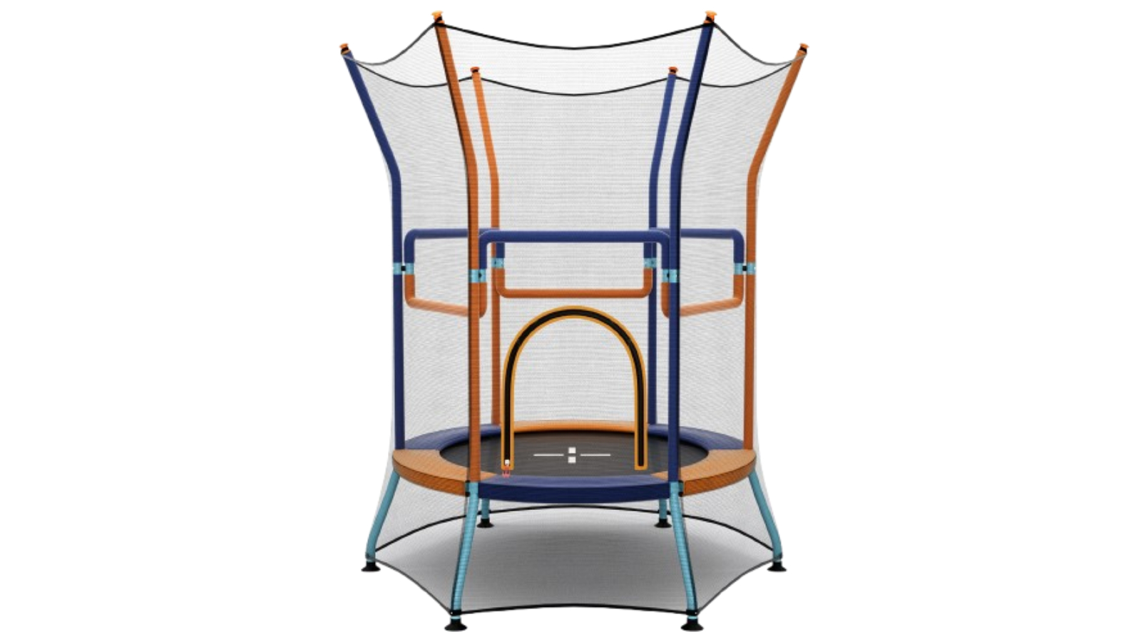 Costway Armrest Rebounder Birthday Trampoline with Enclosure Net - Orange