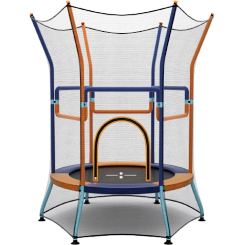 Costway Armrest Rebounder Birthday Trampoline with Enclosure Net - Orange