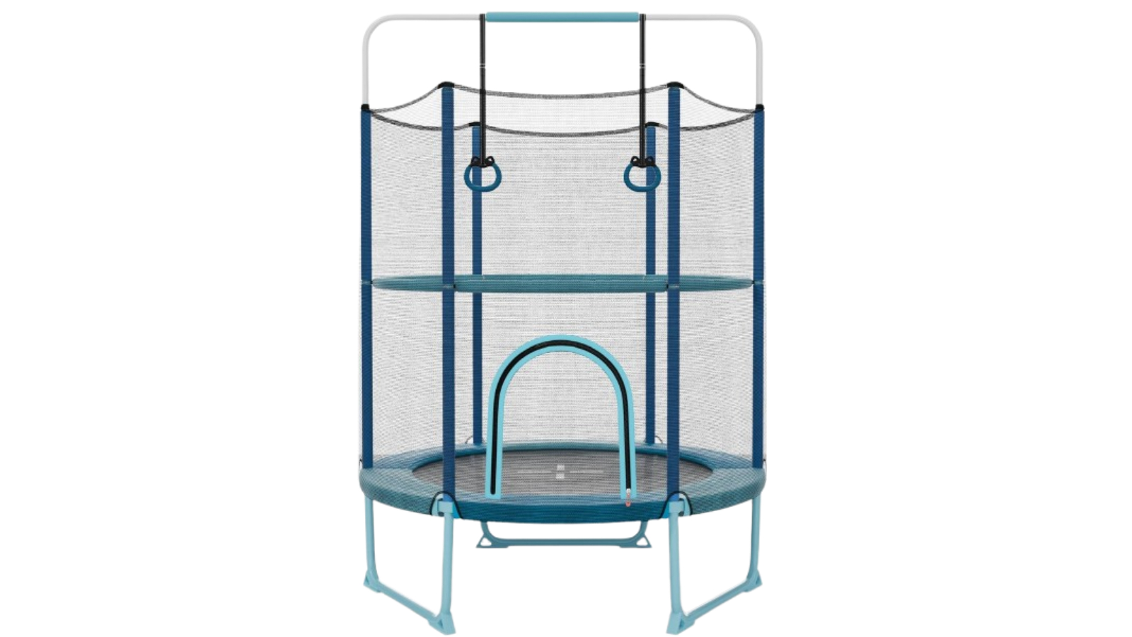 Costway 215cm Recreational Trampoline with Gymnastic Bar and Ring - Blue