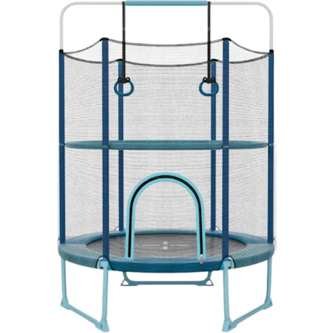 Costway 215cm Recreational Trampoline with Gymnastic Bar and Ring - Blue