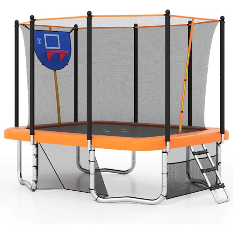 Costway 10 x 8ft Rectangle Trampoline - Orange