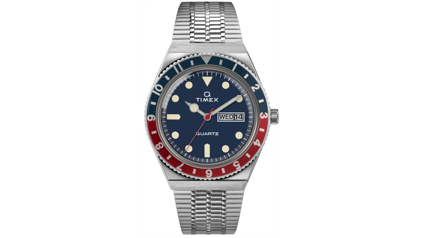 TIMEX Q Blue Dial Bracelet Watch Silver Harvey Norman