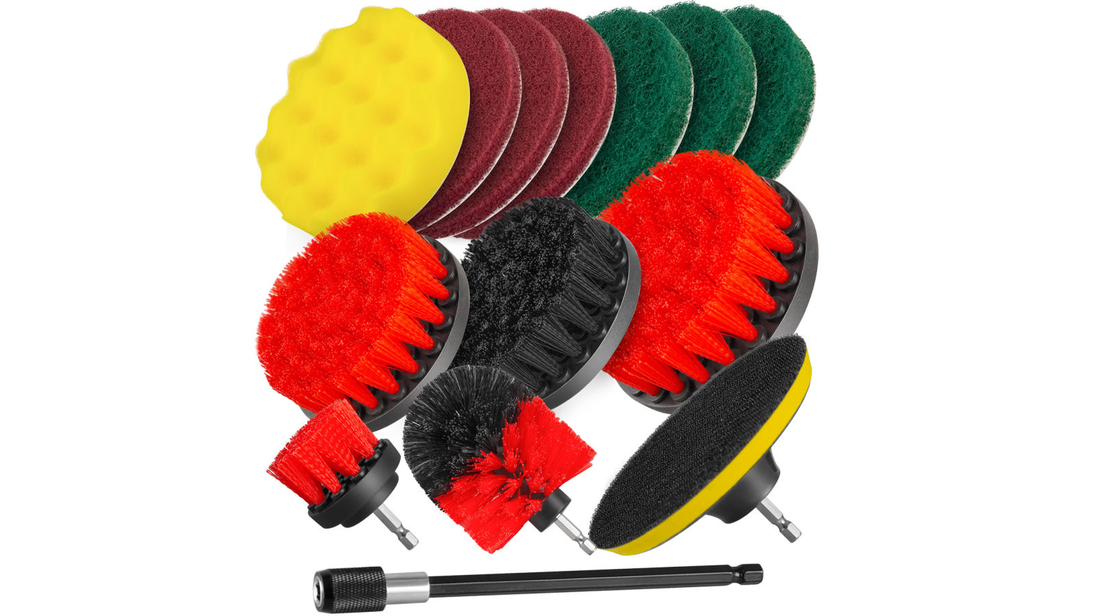 Topex 14-Piece 2-in-1 Clean and Polish Power Scrubber Drill Brush Attachment Kit