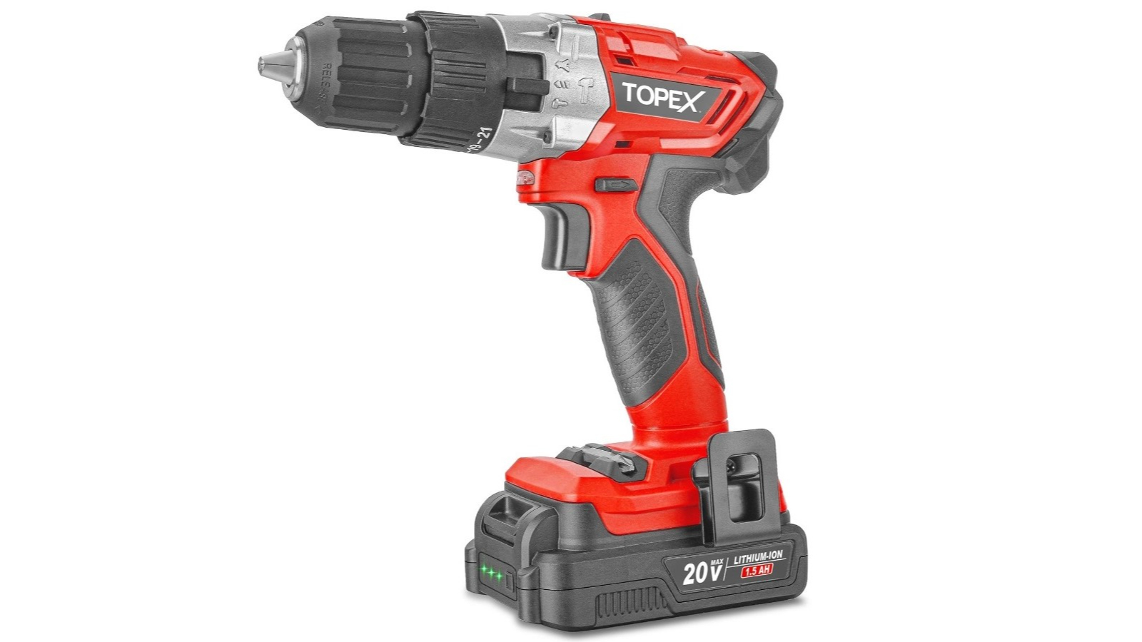 TOPEX 20V Lithium-Ion Cordless Drill Driver Impact Hammer with Battery Charger