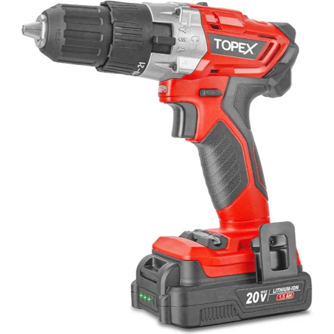 TOPEX 20V Lithium-Ion Cordless Drill Driver Impact Hammer with Battery Charger