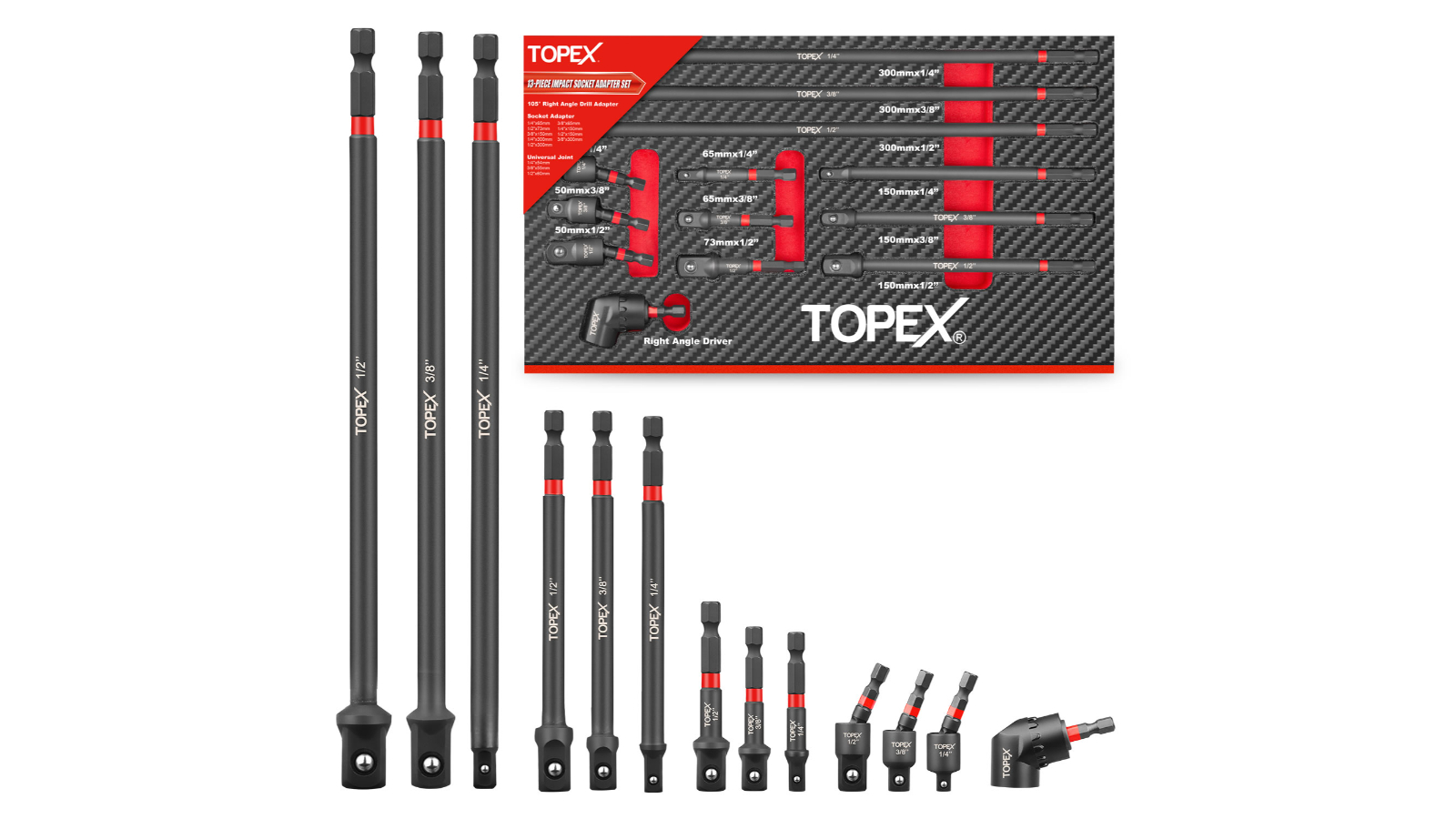 Topex 13 Piece Impact Adapter Set 
