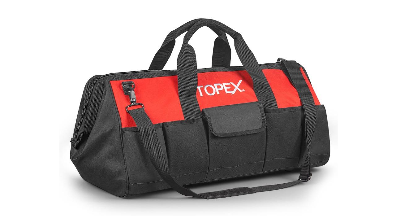 Topex 24inch Multi-Pocket Tool Bag with Padded Handle and Adjustable Shoulder