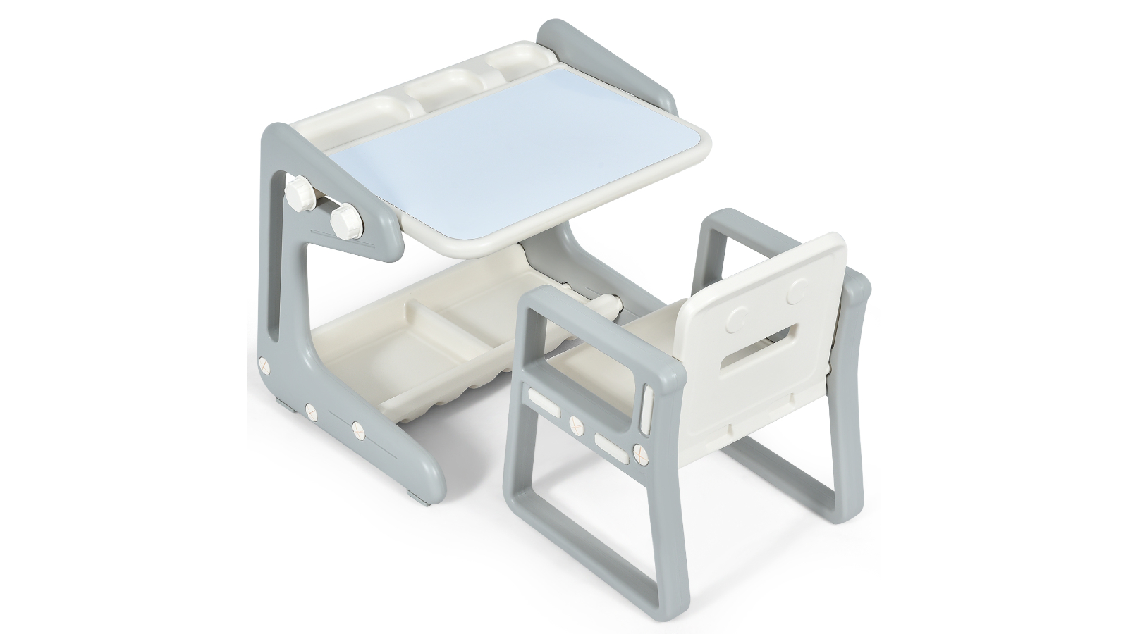 Costway 2-in-1 Art Easel Blackboard Whiteboard Stand - Grey
