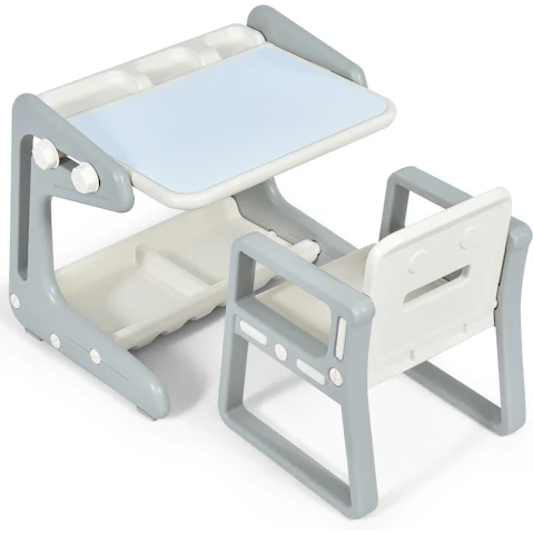 Costway 2-in-1 Art Easel Blackboard Whiteboard Stand - Grey
