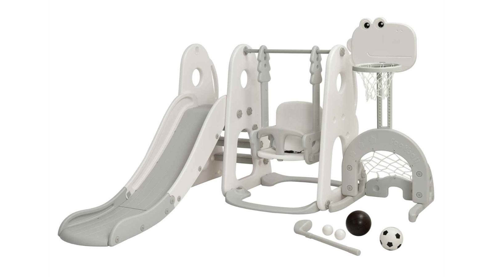 Costway All-in-One Climb Slide Swing Playset - Grey