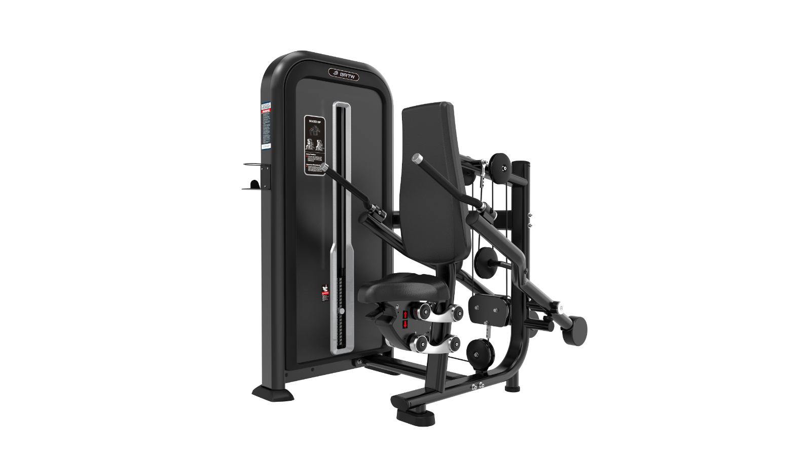 Fitness Hero T-Max Series Seated Dip Pin Loaded Machine - Matte Black
