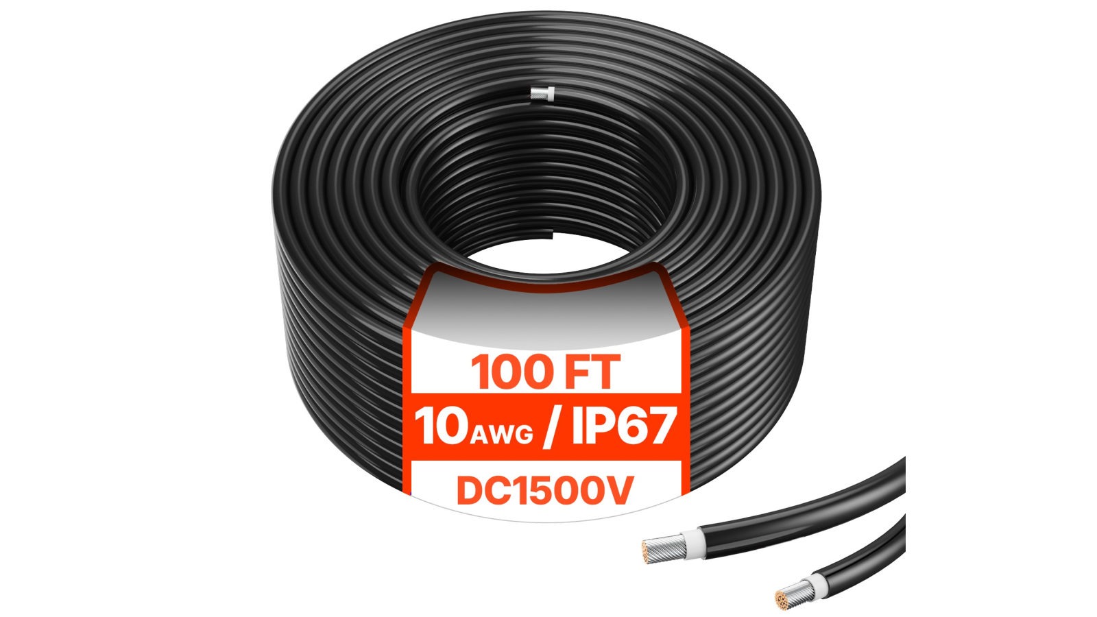 Vevor 100ft Solar Panel Extension Cable 10AWG Waterproof PV Cable - Black