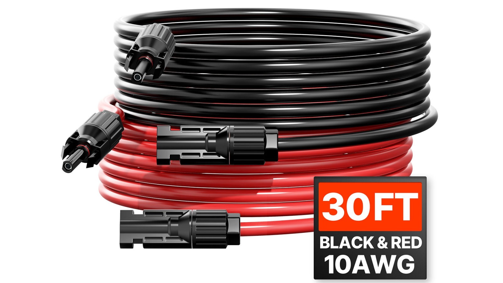Vevor 30ft 10AWG Set of 2 Solar Panel Extension Wire with Female and Male Connectors