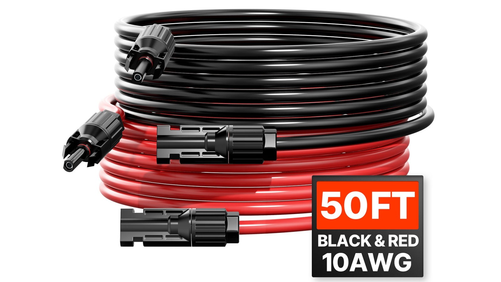 Vevor 50ft 10AWG Set of 2 Solar Panel Extension Wire w/ Female and Male Connectors