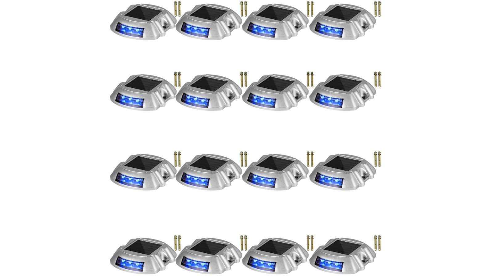 Vevor Driveway Lights, Solar Driveway Lights 16-Pack, Dock lights with Switch - Blue
