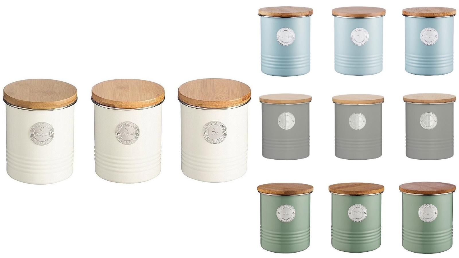 Typhoon 1L Metal Tea Coffee and Sugar Canister Set Harvey Norman