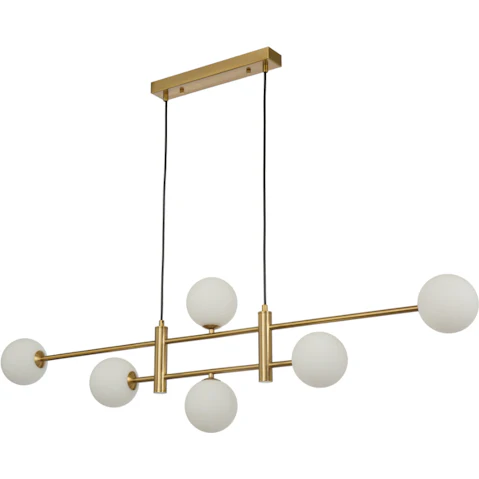 Pretty & Practical Brindisi Gold 6-Light Pendant Light with Opal Matt Glass Shade