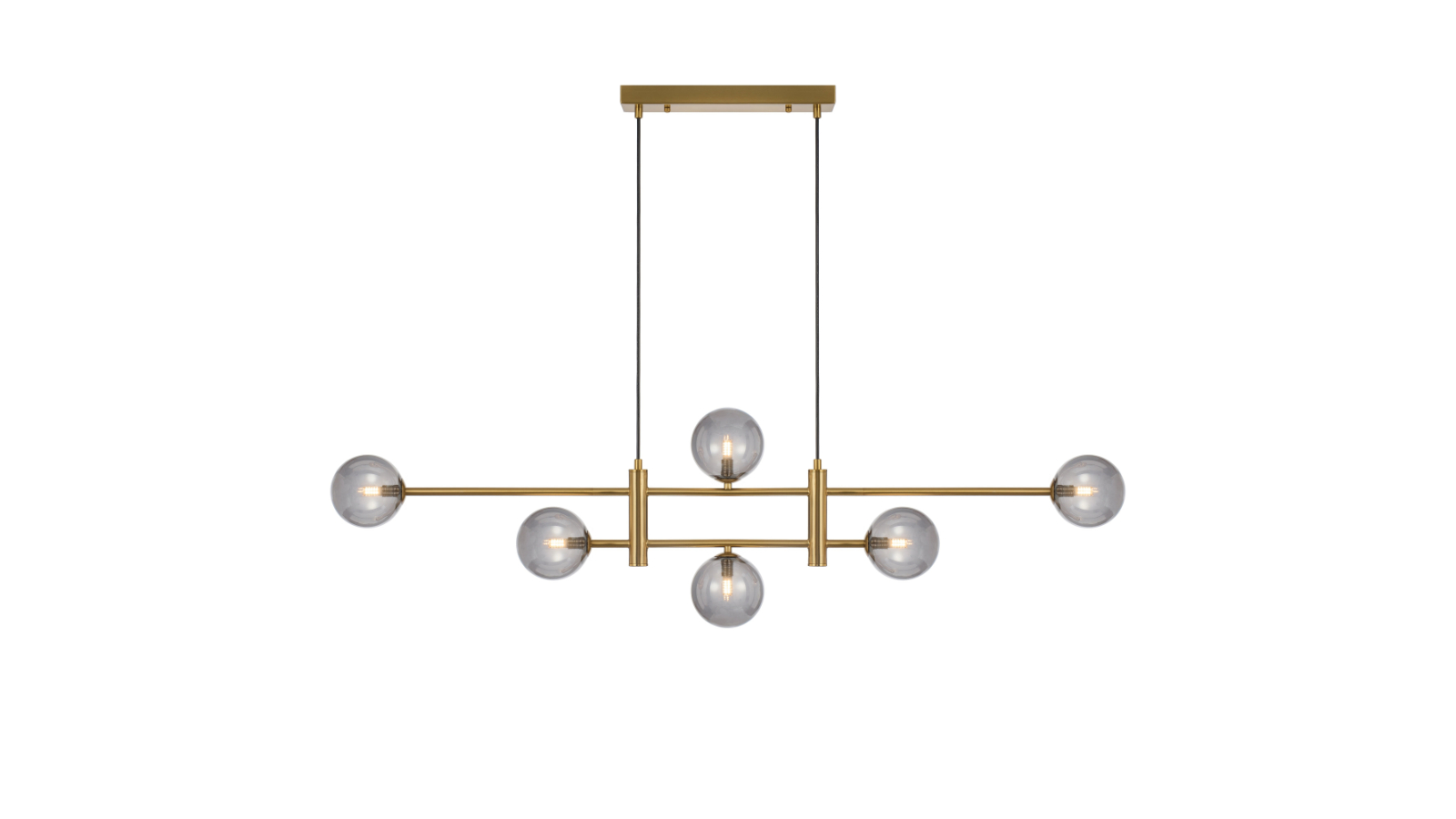Pretty & Practical Foggia Gold 6-Light Pendant Light with Smoke Glass Shade