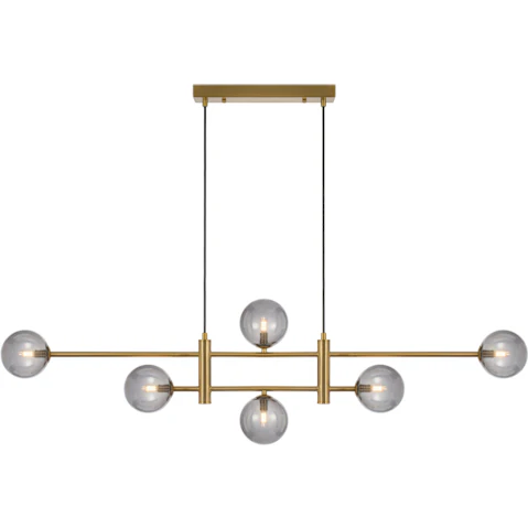 Pretty & Practical Foggia Gold 6-Light Pendant Light with Smoke Glass Shade
