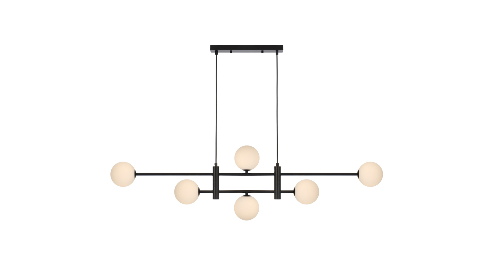 Pretty & Practical Pavia Black Frame Modern Ceiling Lamp with Opal Matt Glass Shade