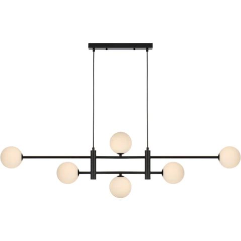 Pretty & Practical Pavia Black Frame Modern Ceiling Lamp with Opal Matt Glass Shade