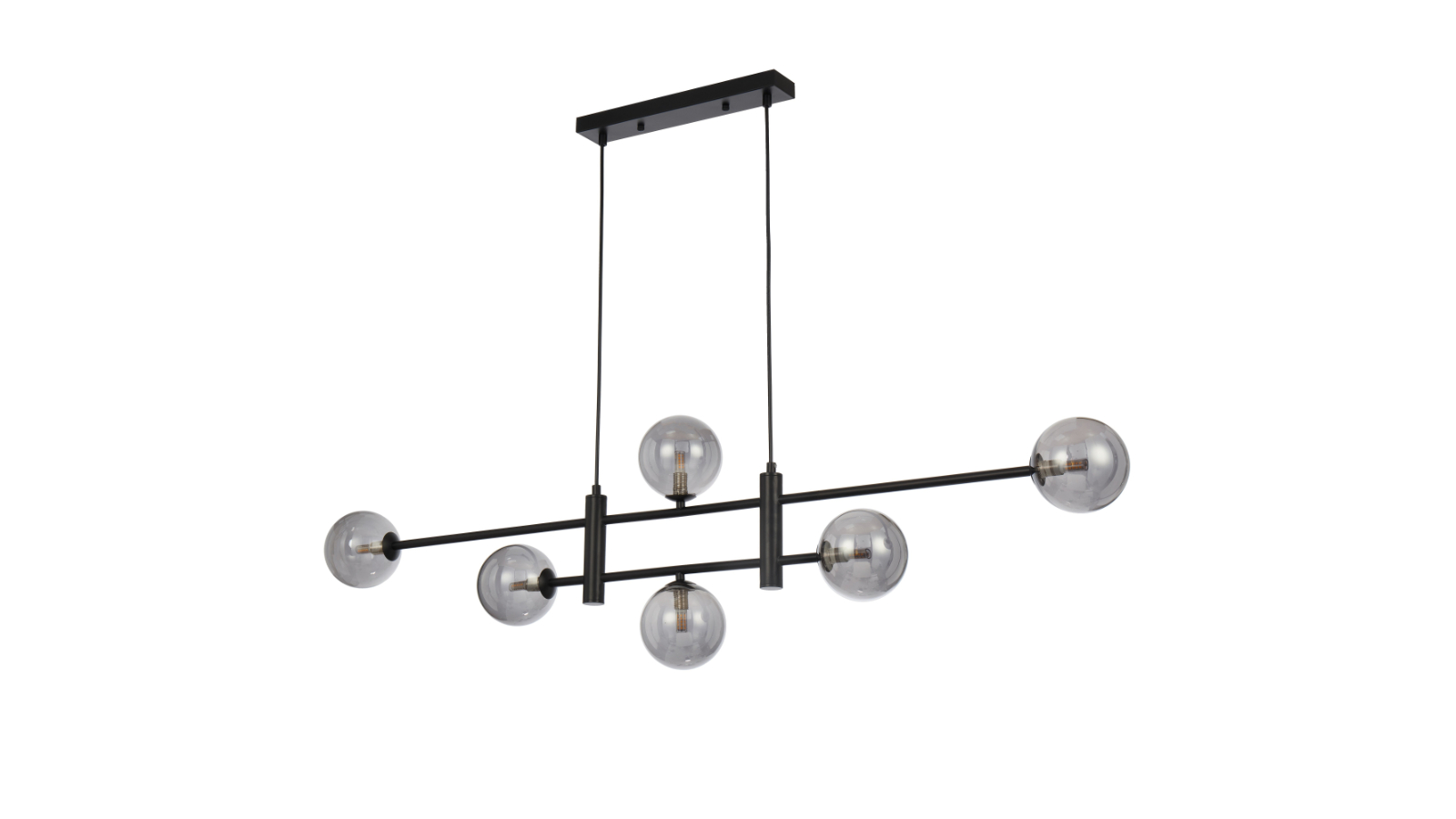 Pretty & Practical Aosta Bold Black Pendant Light with Sophisticated Smoke Glass Finish