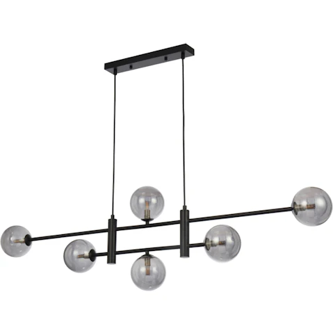 Pretty & Practical Aosta Bold Black Pendant Light with Sophisticated Smoke Glass Finish