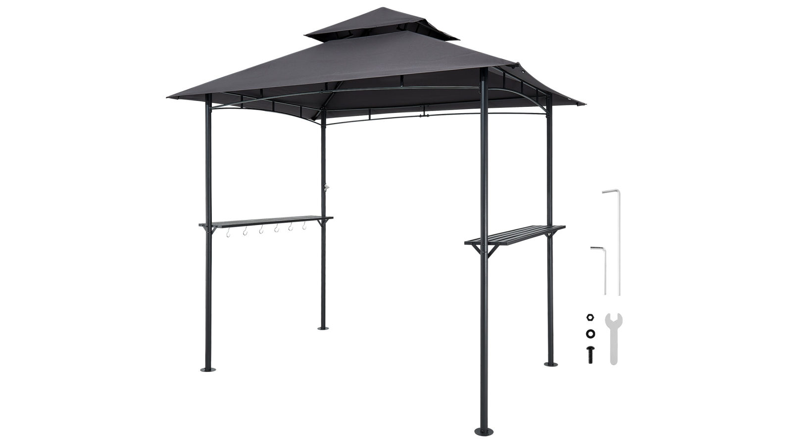 Vevor 2.4 x 1.5 m BBQ Grill Gazebo Canopy Tent with Shelves Double-Tiered Top