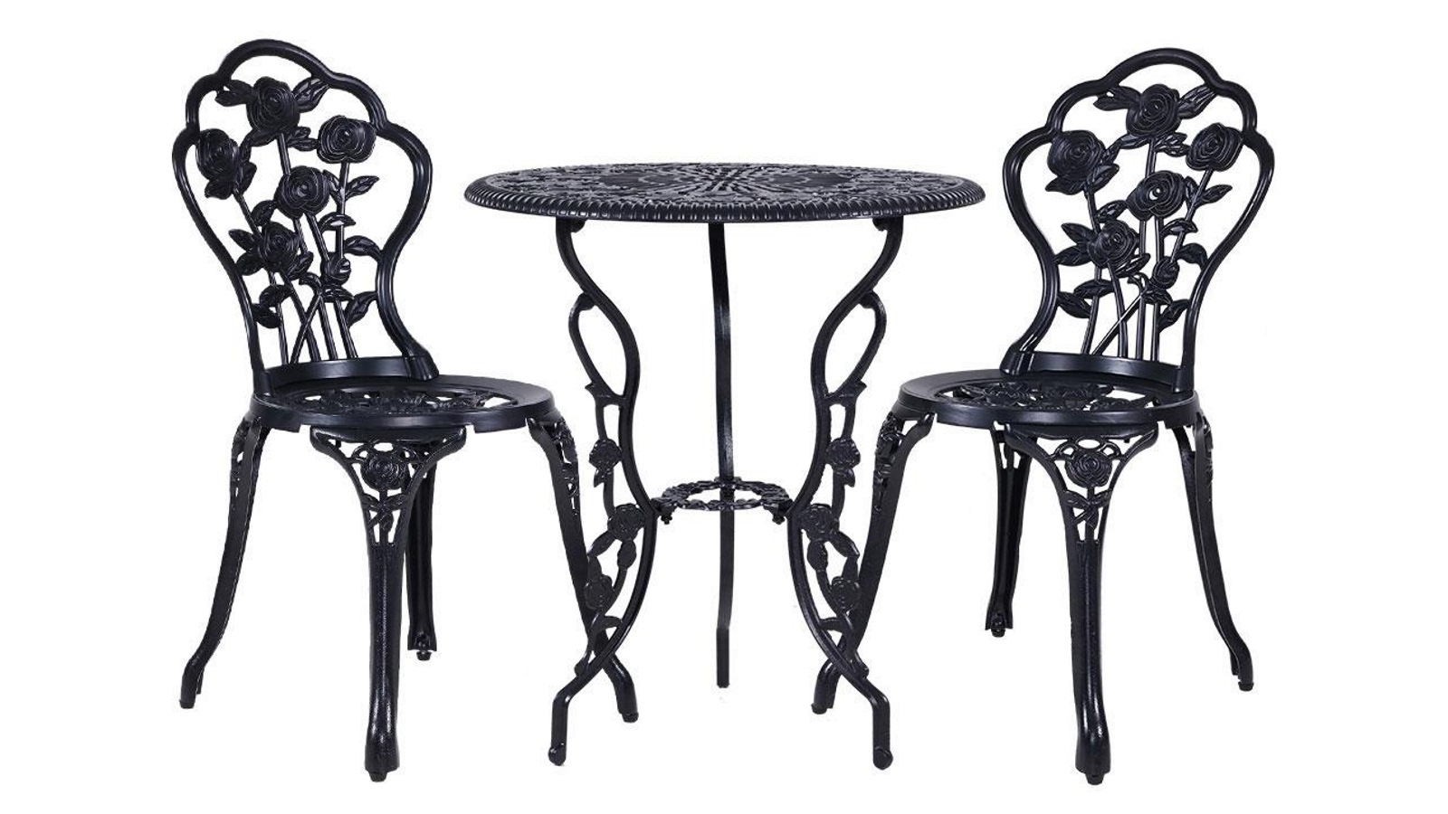 Gardeon 3 Piece Set Dining Chairs Table - Rose Black