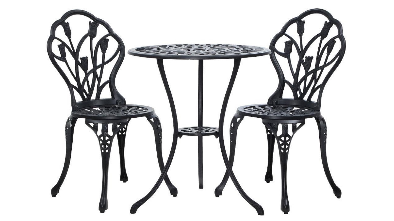 Gardeon 3 Piece Set Dining Chairs Table - Black