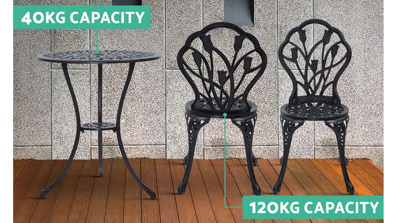 Mosaic Marquee Piece Metal Bistro Setting Pink 3-Piece Metal