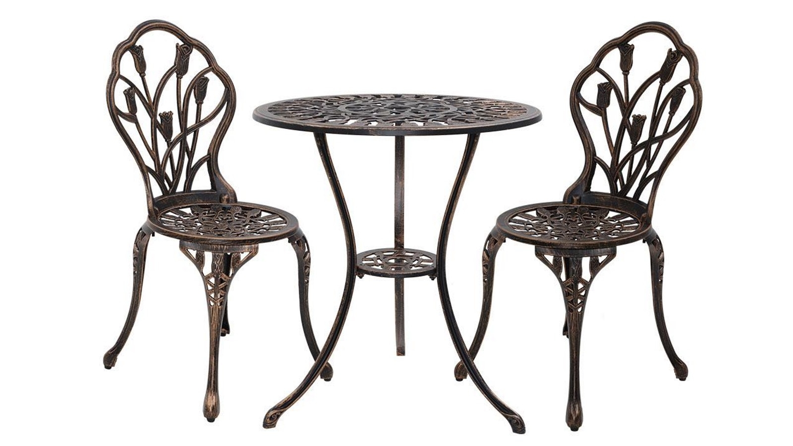 Gardeon 3 Piece Set Dining Chairs Table - Tulip Bronze