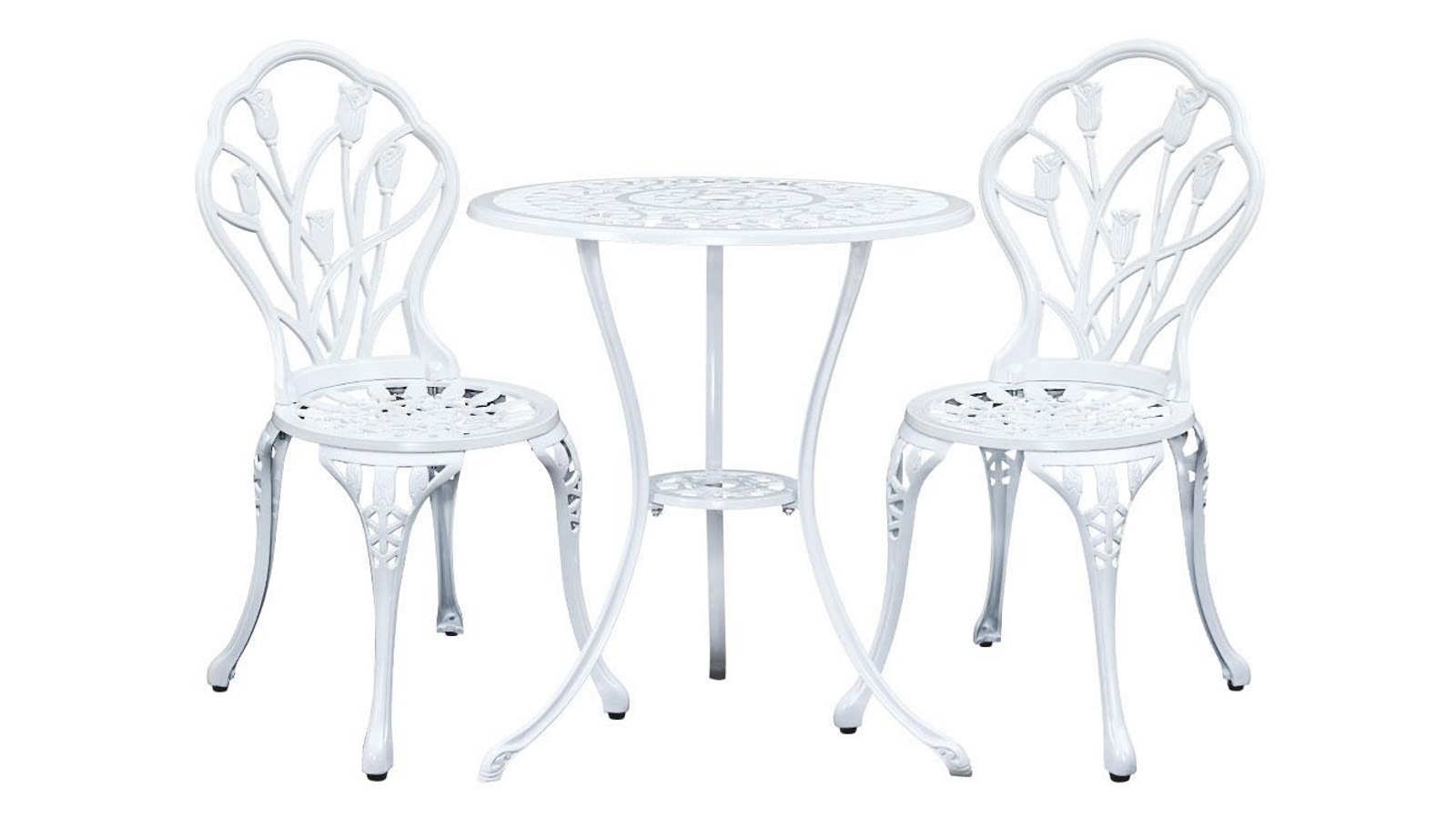 Gardeon 3 Piece Set Dining Chairs Table - Tulip White