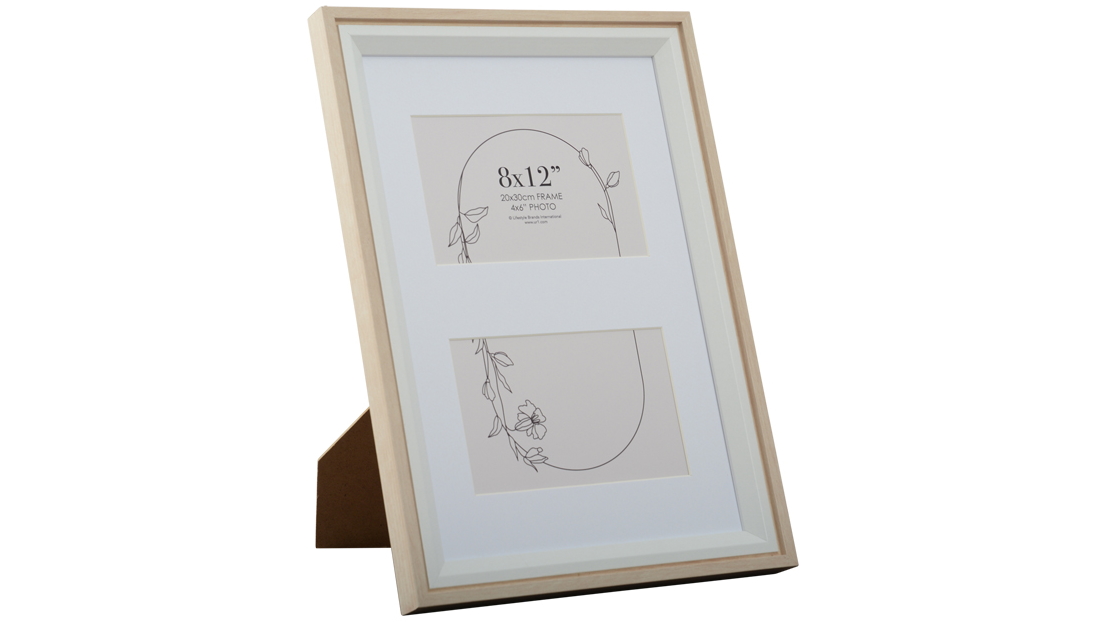 UR1 Sadie 8x12-inch Oak Photo Frame with 2 4x6-inch Opening - White