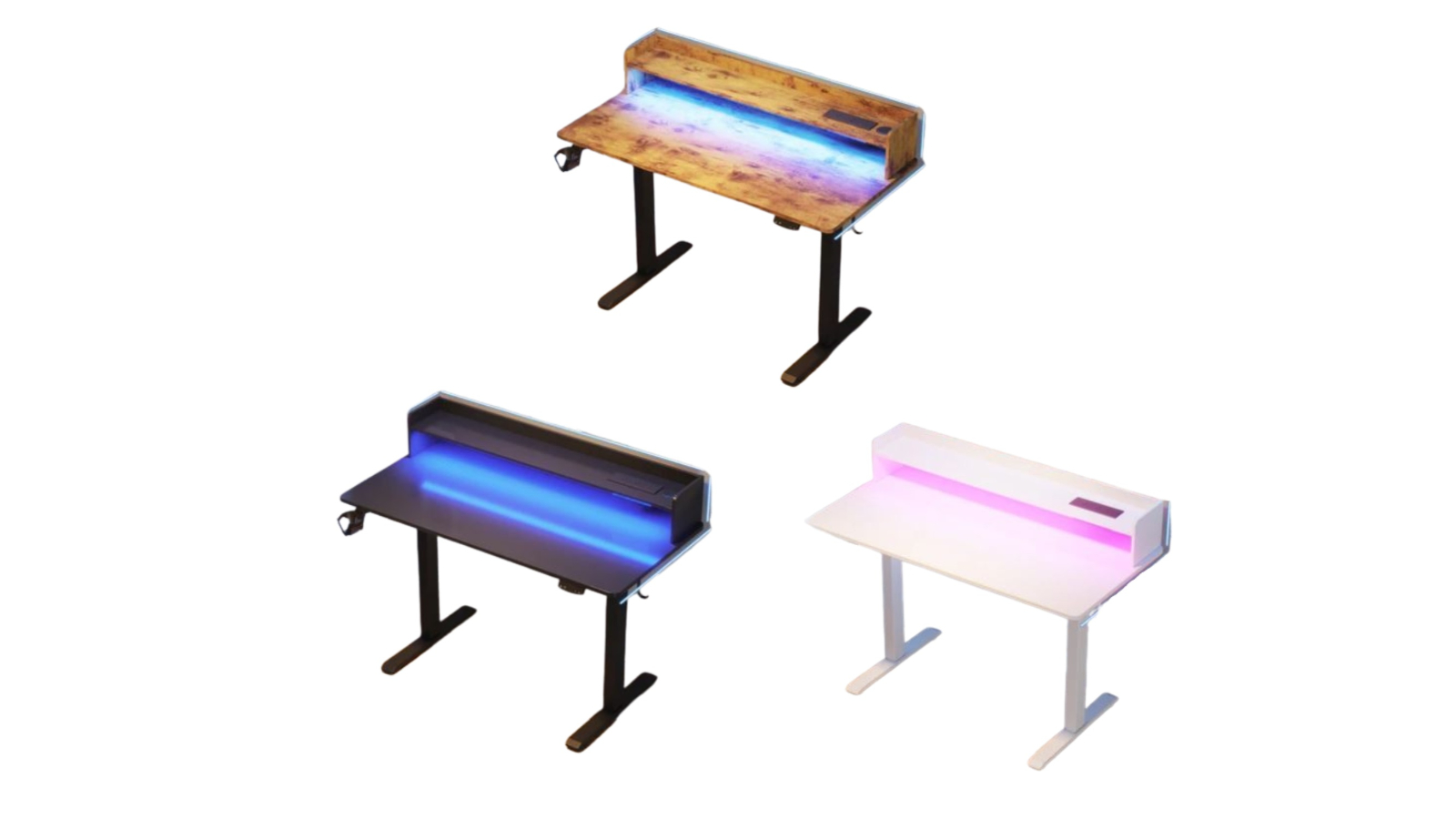 Advwin 120cm LED RGB Light and Power Outlet Adjustable Electric Standing Desk