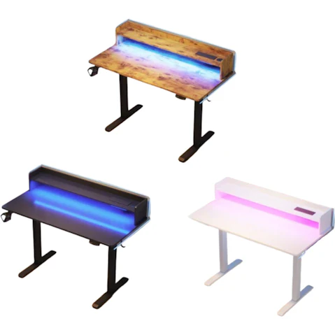 Advwin 120cm LED RGB Light and Power Outlet Adjustable Electric Standing Desk