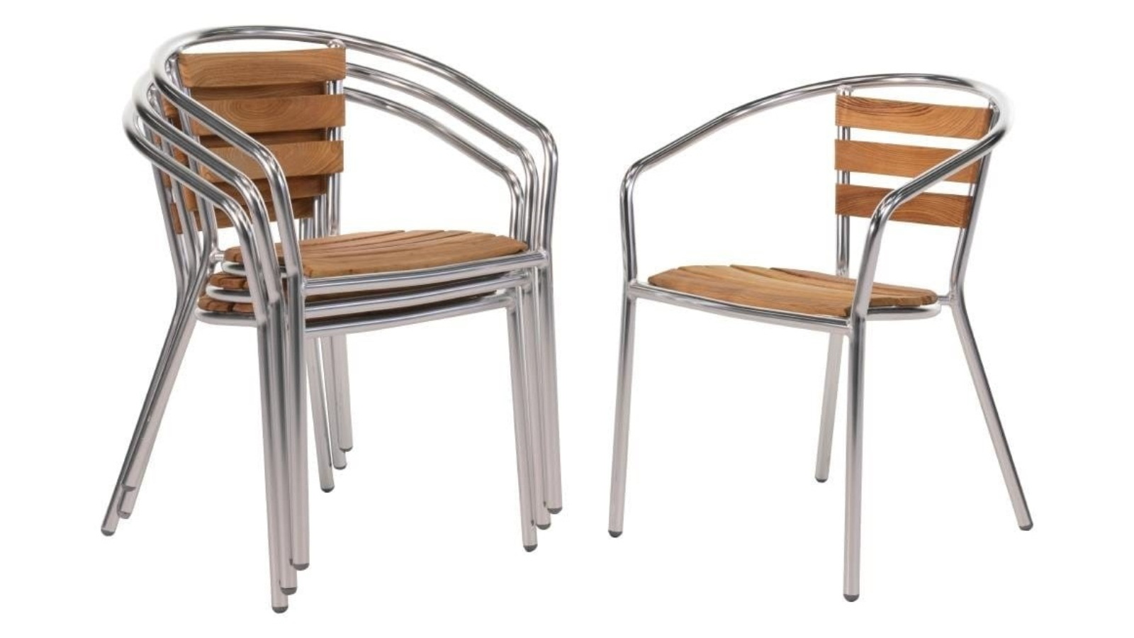 Bolero Pack of 4 Aluminium and Ash Cafe Chair