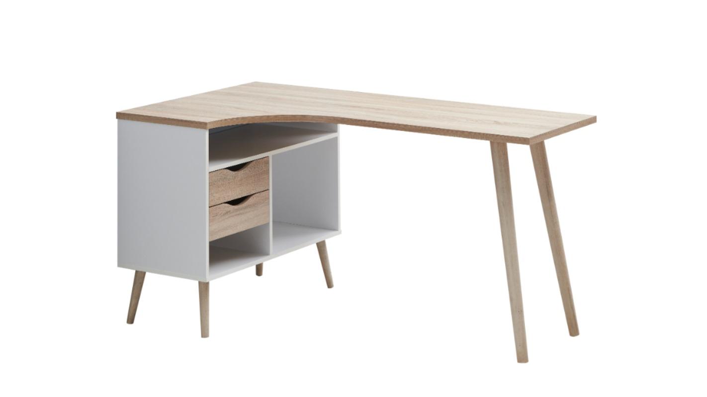 Kodu Anton 2-Drawers Home Office Study Desk and Storage - White