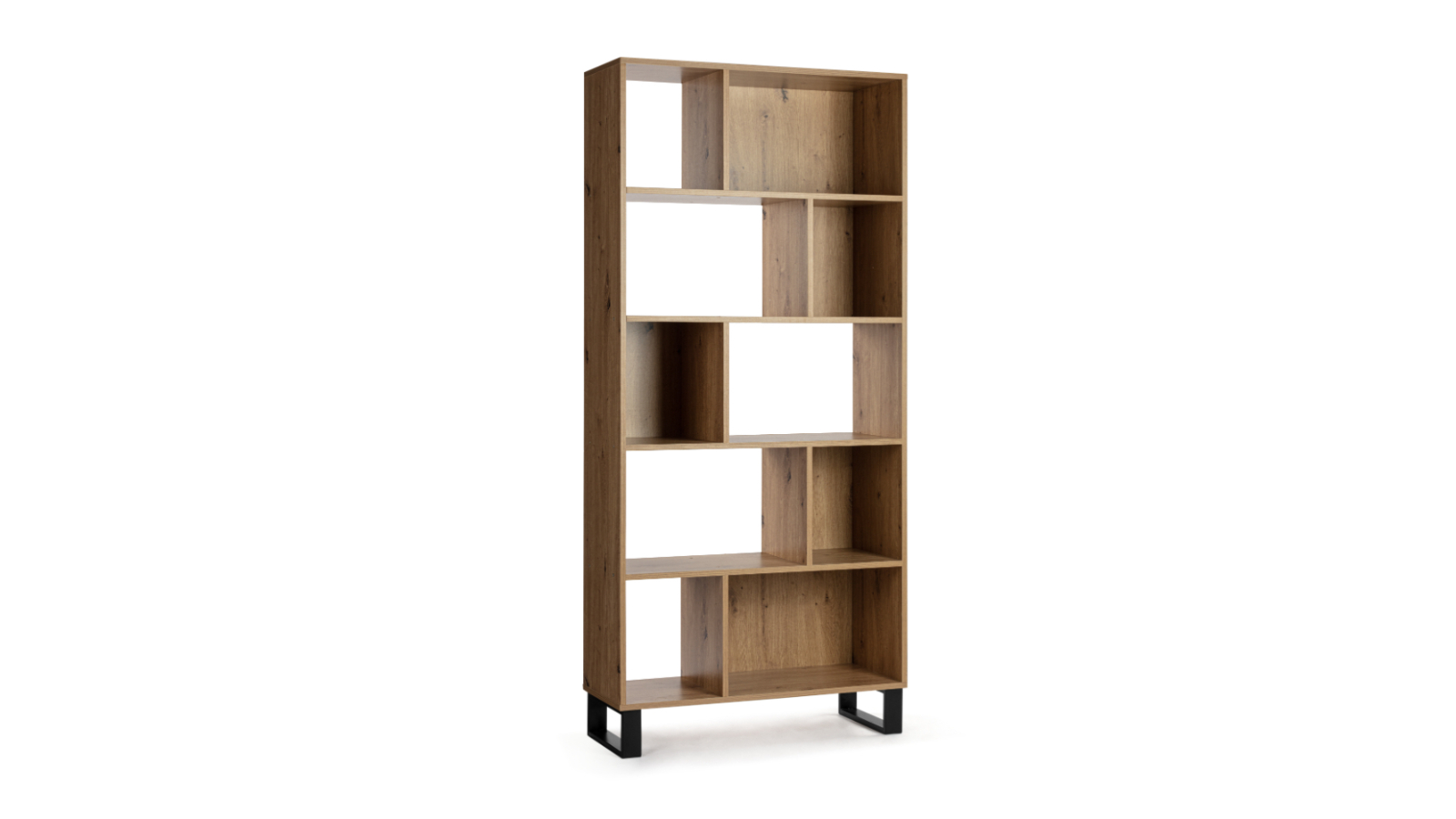 Kodu Woodgrain Storage Display Shelf Caleb Bookshelf Display Cabinet 5-Tier Bookcase - Brown